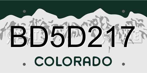 BD5D217 Colorado License Plate