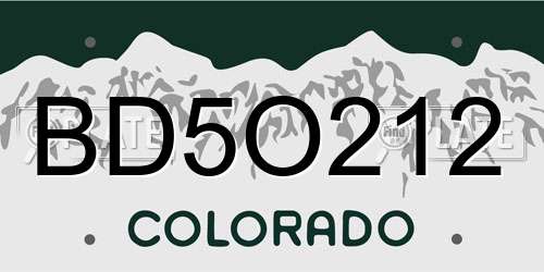 BD5O212 Colorado License Plate