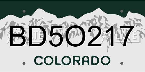 BD5O217 Colorado License Plate