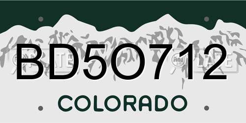 BD5O712 Colorado License Plate