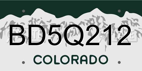 BD5Q212 Colorado License Plate