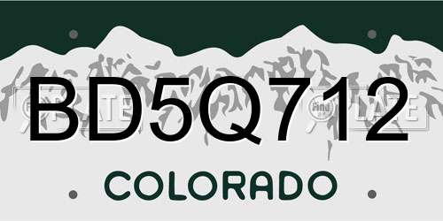 BD5Q712 Colorado License Plate