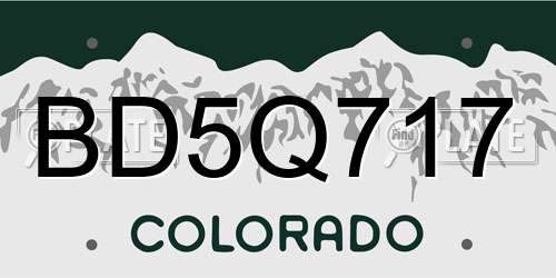 BD5Q717 Colorado License Plate