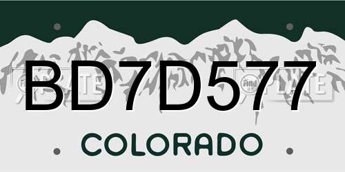 BD7D577 Colorado License Plate