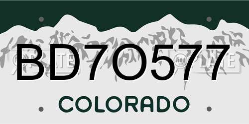 BD7O577 Colorado License Plate