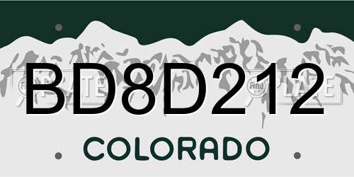 BD8D212 Colorado License Plate