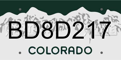 BD8D217 Colorado License Plate