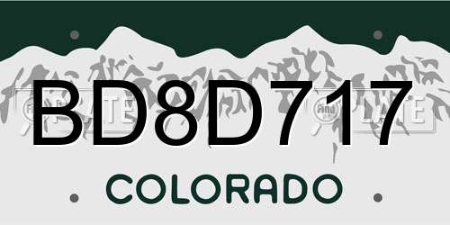 BD8D717 Colorado License Plate