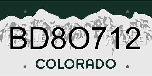 BD8O712 Colorado License Plate