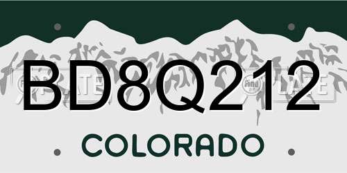 BD8Q212 Colorado License Plate