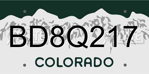 BD8Q217 Colorado License Plate