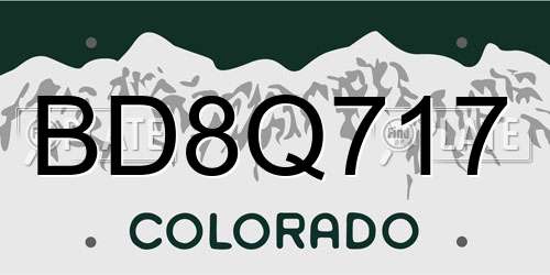 BD8Q717 Colorado License Plate