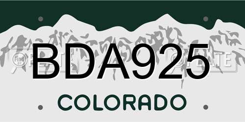 BDA925 Colorado License Plate