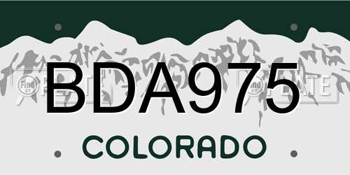 BDA975 Colorado License Plate
