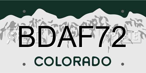 BDAF72 Colorado License Plate