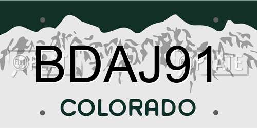 BDAJ91 Colorado License Plate