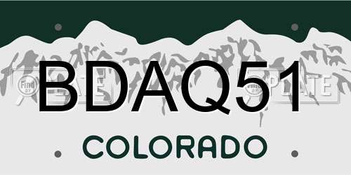 BDAQ51 Colorado License Plate