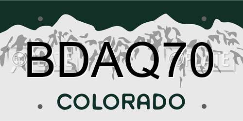 BDAQ70 Colorado License Plate