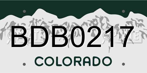 BDB0217 Colorado License Plate