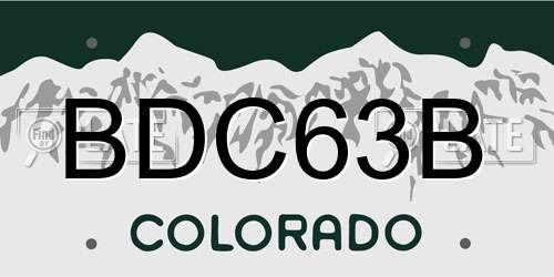 BDC63B Colorado License Plate