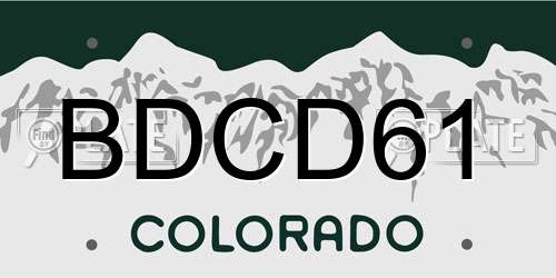 BDCD61 Colorado License Plate