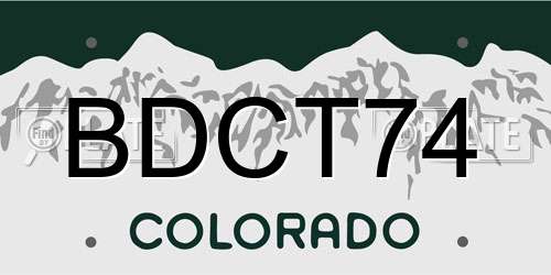 BDCT74 Colorado License Plate