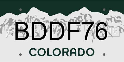 BDDF76 Colorado License Plate