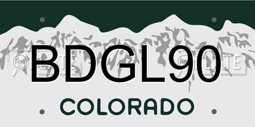 BDGL90 Colorado License Plate