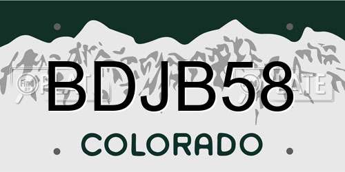 BDJB58 Colorado License Plate