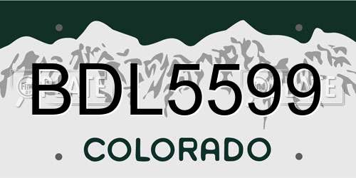BDL5599 Colorado License Plate