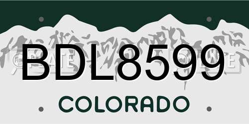 BDL8599 Colorado License Plate
