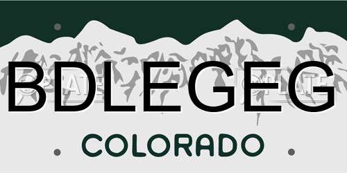 BDLEGEG Colorado License Plate