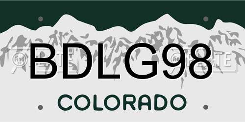 BDLG98 Colorado License Plate