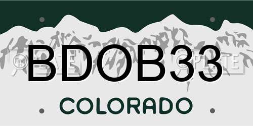 BDOB33 Colorado License Plate