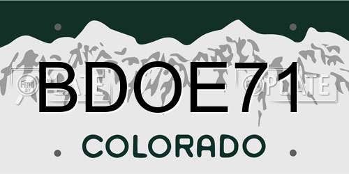 BDOE71 Colorado License Plate