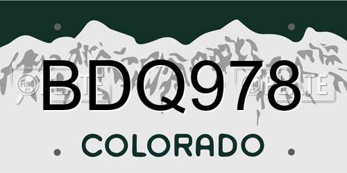 BDQ978 Colorado License Plate