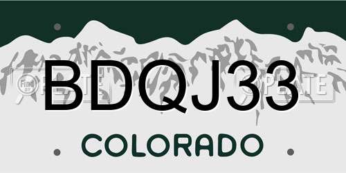 BDQJ33 Colorado License Plate