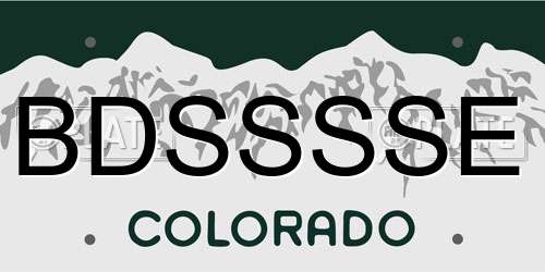 BDSSSSE Colorado License Plate