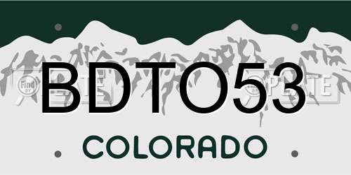 BDTO53 Colorado License Plate