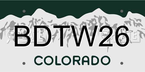 BDTW26 Colorado License Plate