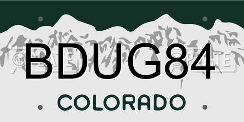 BDUG84 Colorado License Plate