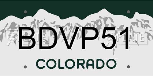 BDVP51 Colorado License Plate