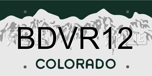 BDVR12 Colorado License Plate