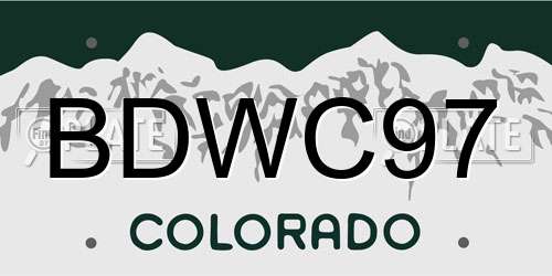 BDWC97 Colorado License Plate