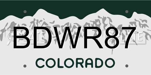 BDWR87 Colorado License Plate
