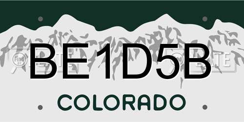 BE1D5B Colorado License Plate