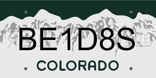 BE1D8S Colorado License Plate