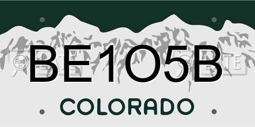 BE1O5B Colorado License Plate