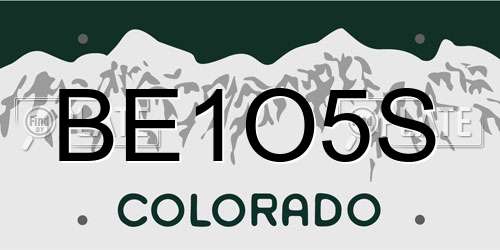 BE1O5S Colorado License Plate