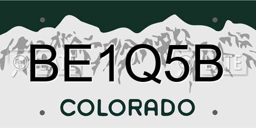 BE1Q5B Colorado License Plate